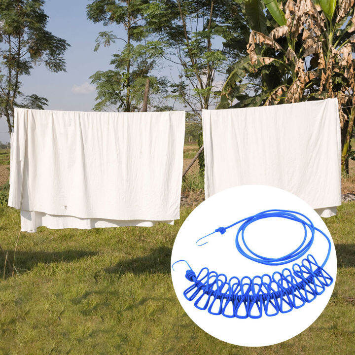 Portable Retractable Clotheslines With 12 Clips Adjustable Clothesline for Outdoor Camping