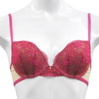 Annebra บราเสริมทรง คอวี มีโครง เสริมฟองน้ำ Push Up Mold Bra deep V Neck รุ่น AB1-576 สีชมพูเข้ม