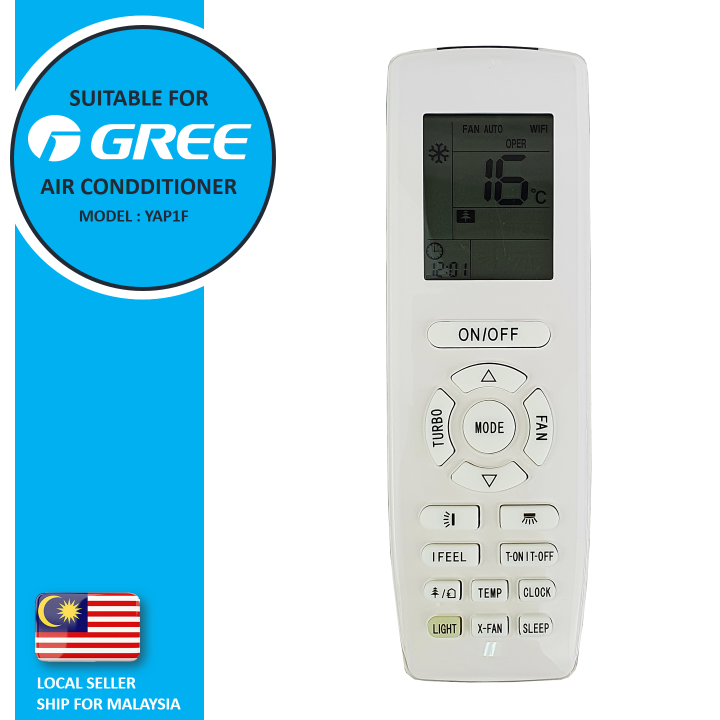 Gree Replacement For Gree YAP1F Air Cond Aircond Air Conditioner Remote