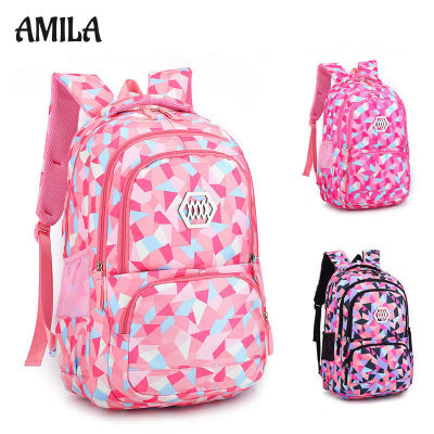 AMILA กระเป๋าโรงเรียนประถมกระเป๋านักเรียนสะพายหลังนักเรียนหญิง,กระเป๋านักเรียนเกรด6th กระเป๋าเป้สะพายหลังของเด็กผู้หญิงแบบลดขนาด