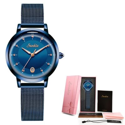 Reloj Mujer SUNKTA นาฬิกาผู้หญิงหรูหราใหม่เข็มขัดตาข่ายนาฬิกาควอตซ์ข้อมือแฟชั่นนาฬิกาข้อมือผู้หญิงผู้หญิง Relogio Feminino