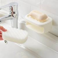 Soap Dish With Sponge Dual Use Drain Soap Holder Wall-Mounted Bathroom Soap Storage Box Soap Dish For Bathroom Soap Container Soap Dishes