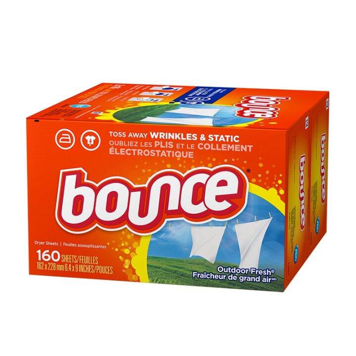 bounce-แผ่นหอมปรับผ้านุ่ม-ใช้กับเครื่องอบผ้า-กลิ่น-outdoor-fresh-ขนาด-160-แผ่น-สินค้าพร้อมจัดส่ง