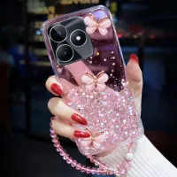 เคสมือถือสำหรับ Realme C53 C55 ฝาหลัง ประกายดวงจันทร์ซิลิโคนนิ่มใสผีเสื้อ + สร้อยคริสตัลสำหรับ Realme C53 C55 เคสโทรศัพท์