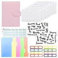 Budget Binder with Cash Envelopes,A6 PU Notebook Binder, Expense Budget Sheets, 26 Categories Letter Sticker Label