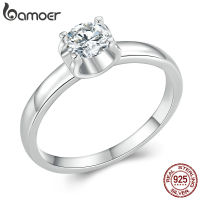 Bamoer D สี VVS1 EX Moissanite แหวนสำหรับผู้หญิงหมั้นงานแต่งงาน925เงินสเตอร์ลิงทองคำขาวชุบแหวน MSR007