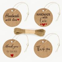 50PCS/Pack 4 CM Kraft Paper Tags "Thank You for Your Order" DIY Crafts Labels for Package Hang Tag Gift Business Decoration Handmade