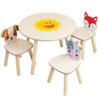 Childrens Wooden Simulation Indoor Home Peanut Table And Chair Combination Learning To Read Cartoon Game Table