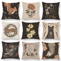 45x45cm 2022 New Printed Fox Pillowcase Peach Skin Velvet R Flower Pillow Cushion Cover Pillowcase