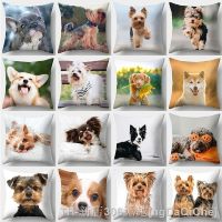 【CW】◈✔  Dog Yorkshire Terrier Cushion Cover Sofa Little Animals Pets Prints Pillowcase Lovers