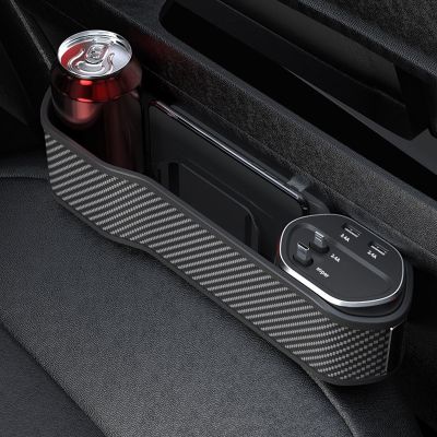 hotx 【cw】 Car Filler Organizer With Cup Holder Front Console Side ChargingType-CLightning