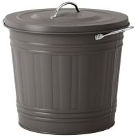 KNODD Bin with lid, grey 16 l (คนอดด์ ถังขยะมีฝาปิด, ดำ ขนาด 16 ลิตร )