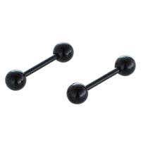 2 Pair of Mens Stainless Steel Ball Barbell Ear Studs Earrings--3mm,Black