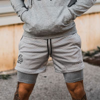 2022 Men Drawstring Shorts Loose Sweatpants Jogging Fast-Drying Double Layer Fitness Polyester high Elasticity