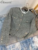 ✤✁✑ sdeifhruhvfu Top curto de luxo Tweed para mulheres casaco high-end jaquetas elegantes senhora do escritório moda novo outono 2023