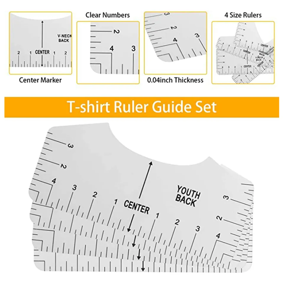 T-Shirt Ruler Guide for Vinyl Alignment - 7pcs Tee Centering Tool Kit,Heat  Press