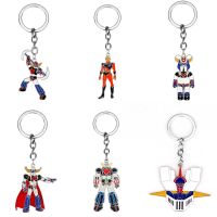 Mazinger Z UFO Grendizer Robot Keyring Anime Charm Pendant Necklace Enamel Metal Keychains Car Bags Key Chains For Men Boy Gifts