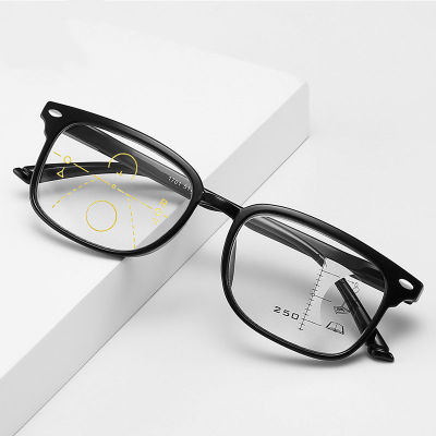 แว่นตากันแสงสีฟ้าโปรเกรสซีฟมัลติโฟกัส,แว่นตาอ่านหนังสือสำหรับคนสายตาสั้นยาวและเลนส์สายตายาวสำหรับผู้ชายผู้หญิงแว่นตาเลนส์หักเหแสง + 100(+ 1.0)+ 150(+ 1.5)+ 200(+ 2.0)+ 250(+ 2.5)+ 300(+ 3.0)+ 350(+ 3.5) องศา