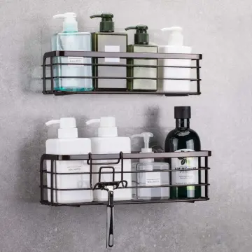 Self-adhesive Shower Caddy Brushed Stainless Steel Shower Caddy-adhesive  Shower Caddy Bathroom Shelf Sus304 Stainless Steel-with 2 Hooks