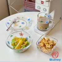 Blumey เซ็ตจาน แก้วน้ำน ชาม  ดอกไม้น่ารัก ชุดเครื่องครัว  ขายแยกชิ้น  Tableware