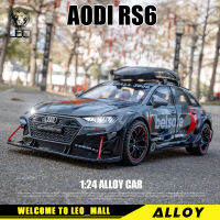 LEO 1:24 Audi เวอร์ชันดัดแปลง RS6ลูกเต๋าของเล่นโลหะยานพาหนะดายแคสโมเดลรถยนต์สำหรับเด็กผู้ชายจำลองเสียงเอฟเฟกต์ของสะสมงานอดิเรก