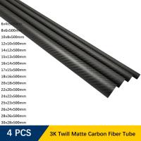 4PCS 3K Twill Matt Carbon Fiber Tube 6mm-30mm Round Tube High Hardness Hollow Tube For Drone Frame Umbrella Rod Mechanical Shaft Wires Leads Adapters