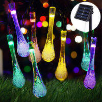 2030 LED Solar Powered Water Drop String Light Outdoor Waterproof Decoration Lamp Christmas Fairy Lights For Garden Party Yard