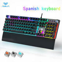 AULA F2088 Spanish Mechanical Gaming Keyboard With BrownBlueBlack Switch 108-key LED Backlight Suitable For Laptop Gamers