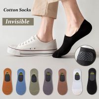 Mens Socks New Summer Cotton Breathable Solid Color Invisible Shallow Sock Slippers Absorb Sweat Deodorant Socks Male Non-slip Socks Tights