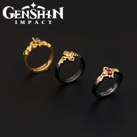 Genshin Impact Cosplay Ring Zhongli Tartaglia Xiao Venti Albedo Adjustable Finger Rings for Women Men Jewelry