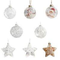 New In 8cm/3in 9cm/3.5in Christmas Decoration Transparent Glass Ball Inlaid With Brick Christmas Ball New Year 2023 Navidad