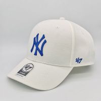 ใหม่ MLB New YORK YANKEES 47แบรนด์ Hardtop สำหรับทั้งหญิงและชายหมวกเบสบอล Yankees ฝาชายคาโค้งสีขาวสำหรับฤดูใบไม้ผลิและฤดูร้อนครีมกันแดดและหัวฝักบัวเอนกประสงค์กันแดด