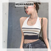 HUAYANG01 [2023 new HOT FASHION] lazlook ผู้หญิง striped Clothes ชุดชั้นในชุดชั้นใน Crop Tops Summer 2023เสื้อยืด VINTAGE Beauty Women Tube TOP Challenge