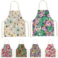 Plant Style Apron For Children Cleaning Apron Vegetation Printing Pinafore Sleeveless Cotton Linen Aprons Home Custom Apron Bib