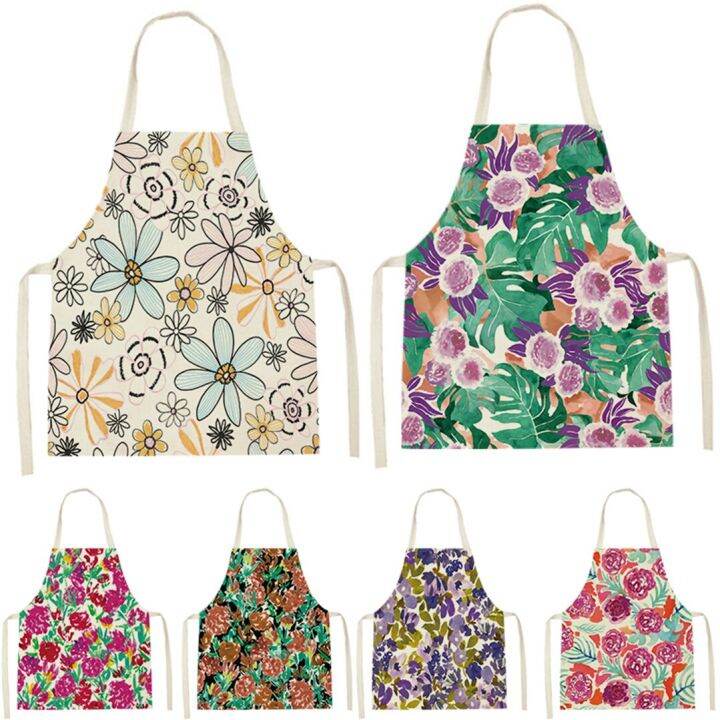 plant-style-apron-for-children-cleaning-apron-vegetation-printing-pinafore-sleeveless-cotton-linen-aprons-home-custom-apron-bib