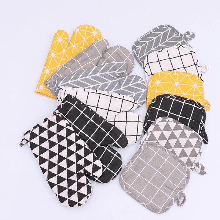 1-piece-cute-non-slip-yellow-gray-cotton-fashion-nordic-kitchen-cooking-microwave-gloves-baking-bbq-potholders-oven-mitts