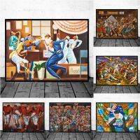 Abstract Ernie Barnes Artworks African Black Women Jazz Music Art Poster Canvas Painting Wall Print Picture for Room Home Decor