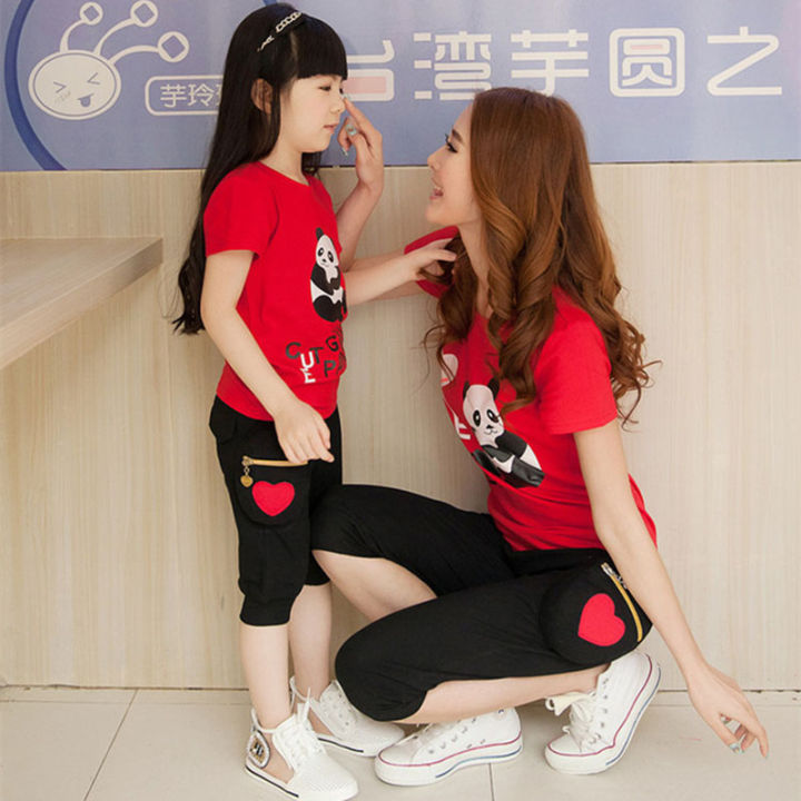 dm2022-ครอบครัวใหม่เสื้อยืดแขนสั้นสามแม่ลูกสาวแม่ลูกสาว