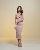 Knitters &amp; others - AUDREY Ribbed Knit Midi Dress (Blush)