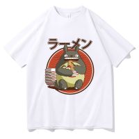 Japanese Anime My Neighbor Totoro T Shirts Men Pure Cotton Funny Ramen T-Shirt O- Neck Summer Short Sleeve Tees Streetwear S-4XL-5XL-6XL