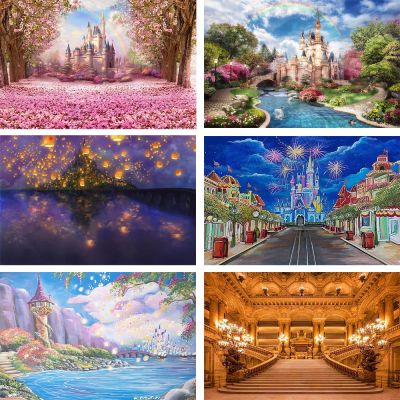 Mehofond Photography Background Fairy Tale Castle Flowers Kid Princess Girls Birthday Party Backdrop Photo Studio Prop Wallpaper.