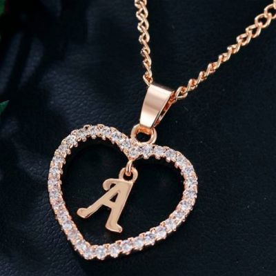 JDY6H Zircon Love Women Neck Chain 26 Letter Zircon Love Necklace for Women Jewelry Stainless Steel Couple Pendants Choker