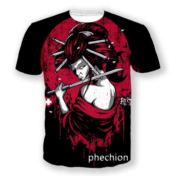 phechion-ใหม่แฟชั่นผู้ชาย-ผู้หญิงญี่ปุ่น-geisha-samurai-3d-พิมพ์แขนสั้นเสื้อยืดสบายๆ-hip-hop-ฤดูร้อน-t-เสื้อ-tops-s25