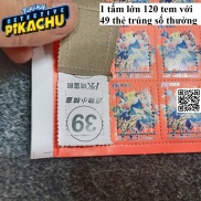 Vĩ bóc thăm tem Pokemon 1 tấm lớn 120 tem với 49 thẻ trúng số thưởng 1843