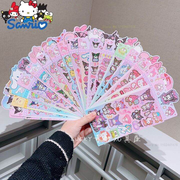 สติกเกอร์-sanrio-น่ารัก10ชิ้นสติกเกอร์ลาย-hello-kitty-kuromi-melody-สติกเกอร์การ์ตูนสติกเกอร์ตกแต่งโน๊ตบุ๊คสำหรับเด็ก