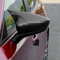 for 3 Axela 2019 2020 External Side Door Rear View Mirror Cover Molding Frame Trims Carbon Fiber Decoration