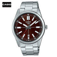 Velashop นาฬิกาข้อมือผู้ชายคาสิโอ Casio STANDARD Analog-Men สายสแตนเลส หน้าปัดแดง รุ่น MTP-VD02D-5EUDF,MTP-VD02D-5E, MTP-VD02D