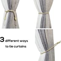 Curtain Tiebacks Ropes 4 Pack, Curtain Holdbacks with 4 Metal Screw Hooks, Holders Cord for Thin or Thick Window Drapes