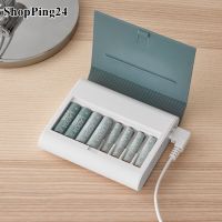 ที่ชาร์จแบตเตอรี 8 ช่อง ชาร์จได้ทั้งถ่านชาร์จ AA AAA  Battery charger with 8 slots can charge both AA and AAA rechargeable batteries.