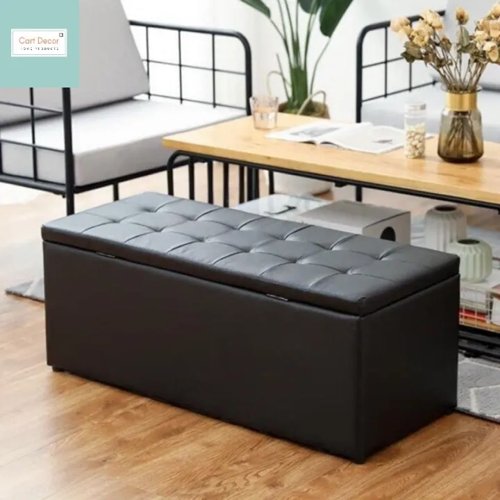 Leather Ottoman Foldable Storage Chair/Storage Stool RECTANGULAR-BOX ...